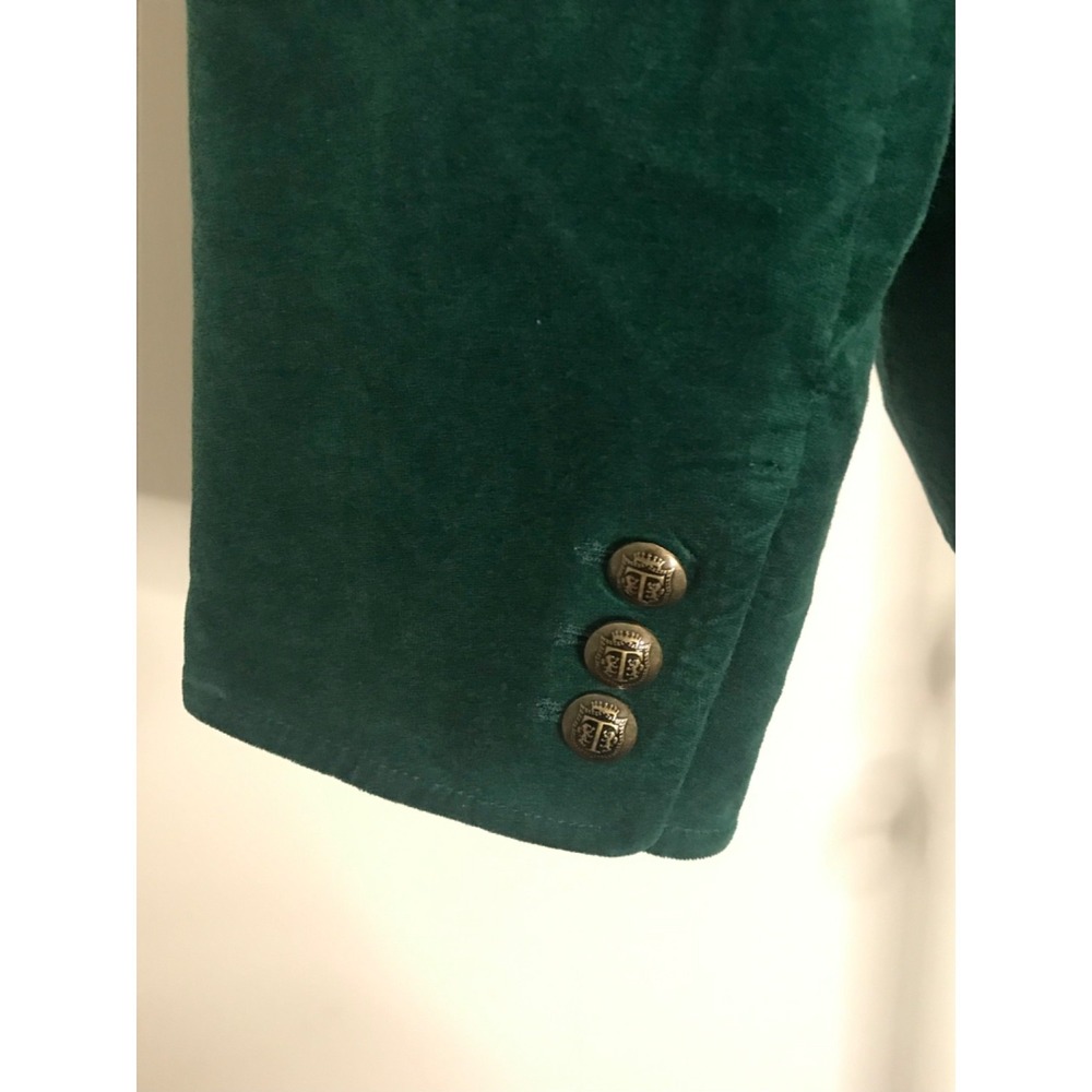 Talbots Emerald Green Velvet Four Button Blazer w/Lining Size 16 Luxury Jacket - Picture 9 of 10